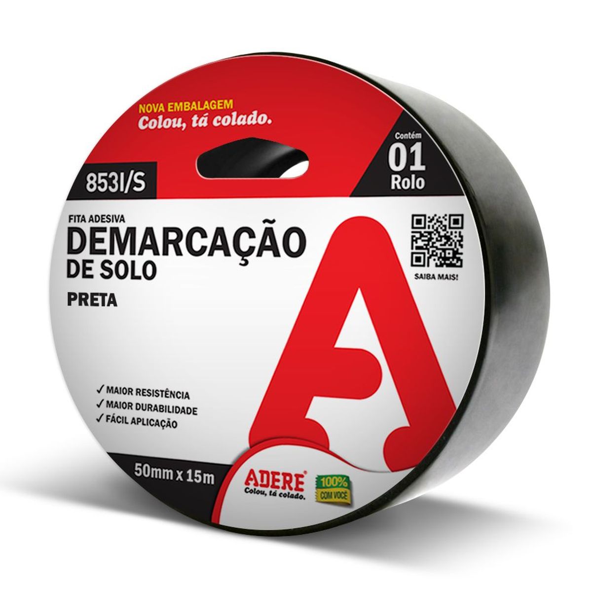 Fita Demarcacao de Solo 50mmx15m Preto, marca Adere - Foto Principal