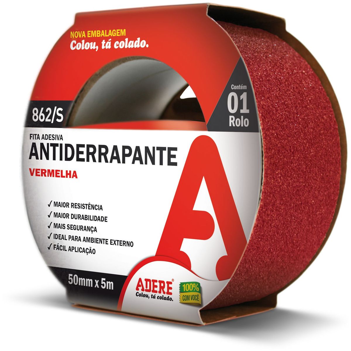 Fita Antiderrapante 50mmx5m Vermelho, marca Adere - Foto Principal
