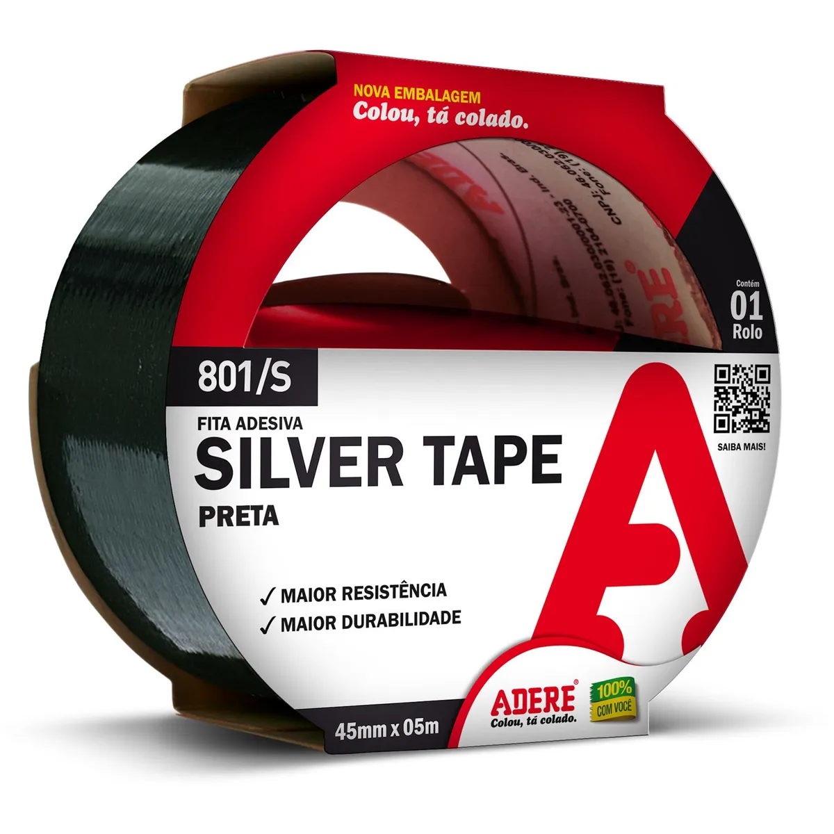 Fita Silver Tape Multiuso 45mmx5m Preto, marca Adere - Foto Principal