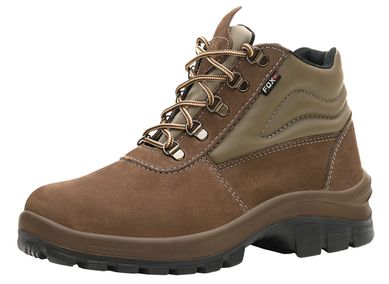 Botina de Amarrar N34 Couro Nobuck Biqueira de PVC Marrom
