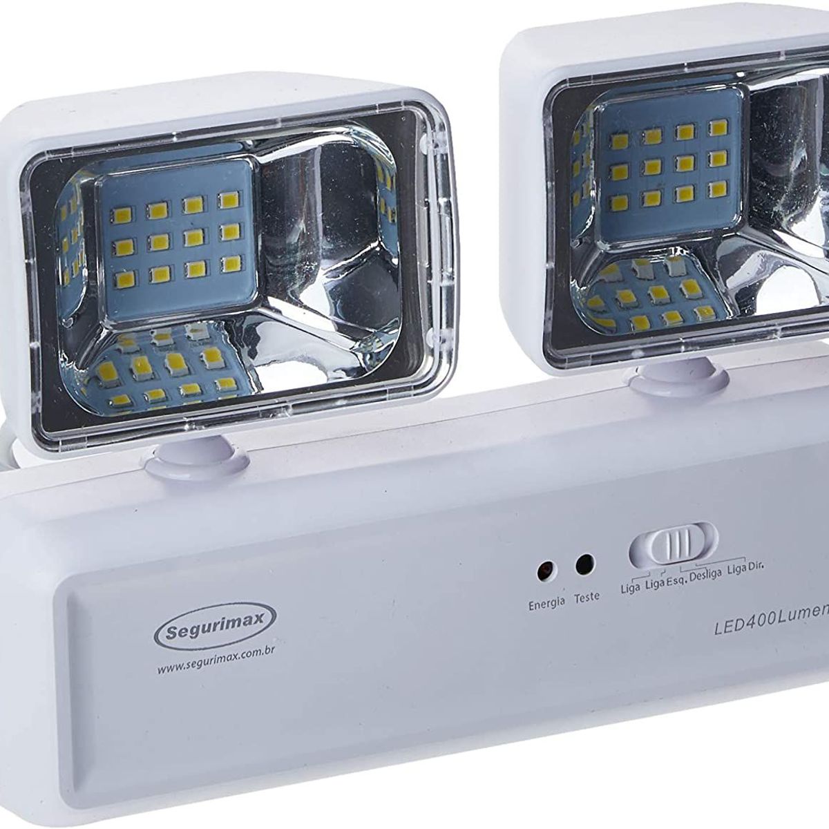 Iluminação de Emergência Autonôma Led 400lm 2 Faróis Bivolt Branco, marca Segurimax - Foto Principal