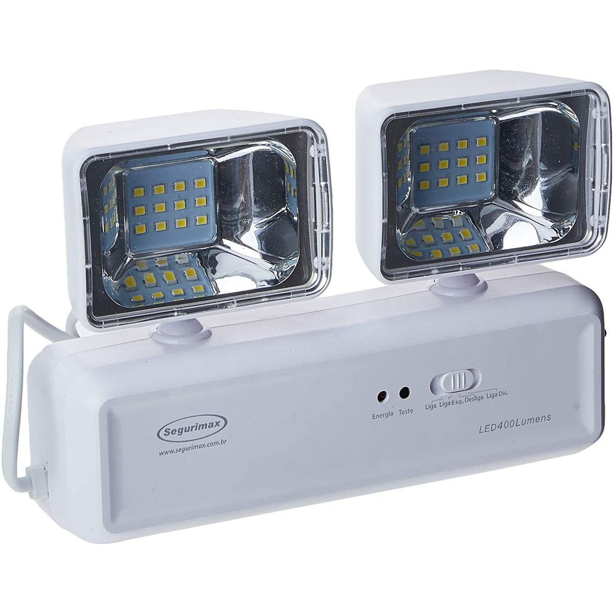 Iluminação de Emergência Autonôma Led 400lm 2 Faróis Bivolt Branco, marca Segurimax - Foto Principal