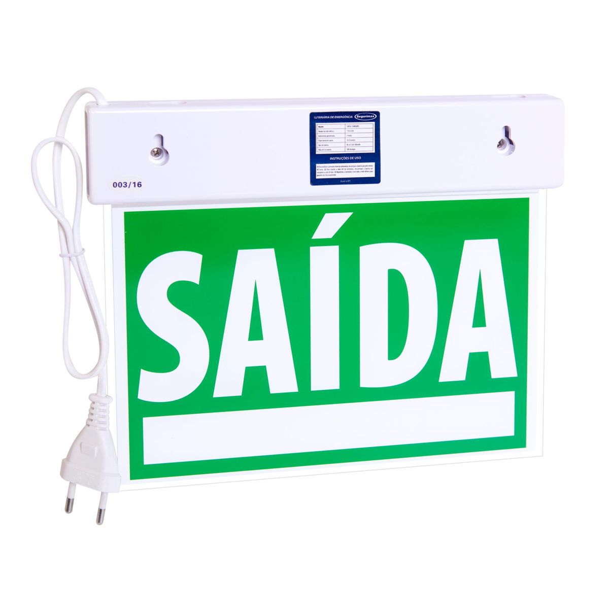 Sinalizador de Saida Slim Df Emergencia com Adesivo 110/220V, marca Segurimax - Foto Principal