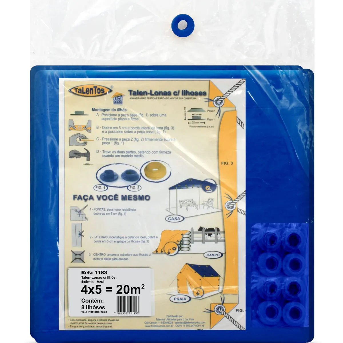 Talen Lonas com 8 Ilhoses 4x5cm Azul, marca Talentos - Foto Principal