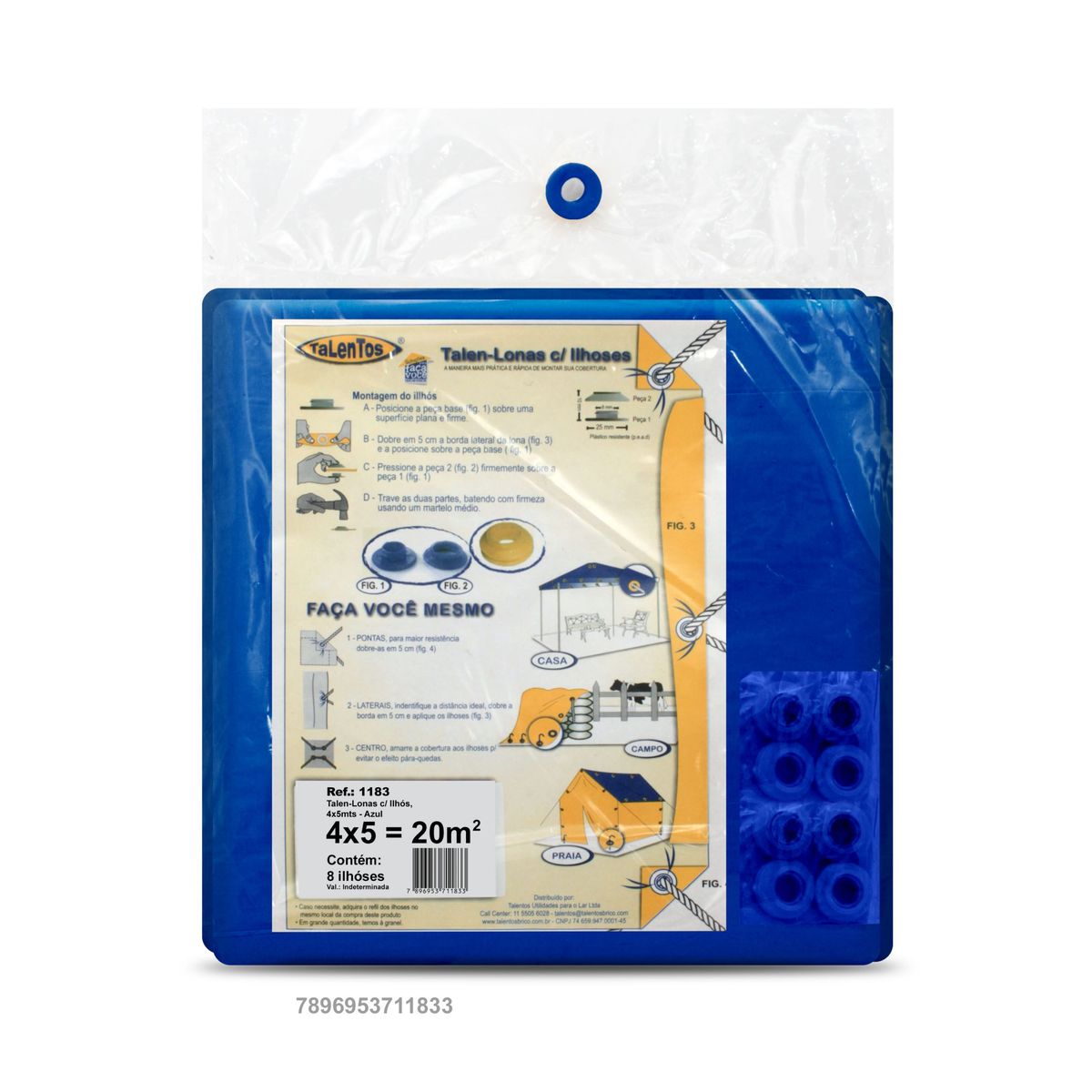 Talen Lonas com 8 Ilhoses 4x5cm Azul, marca Talentos - Foto Principal