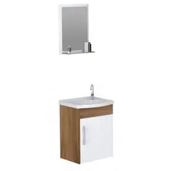 Gabinete para Banheiro com Cuba e Espelho Turim 39cm Nogal Rorato