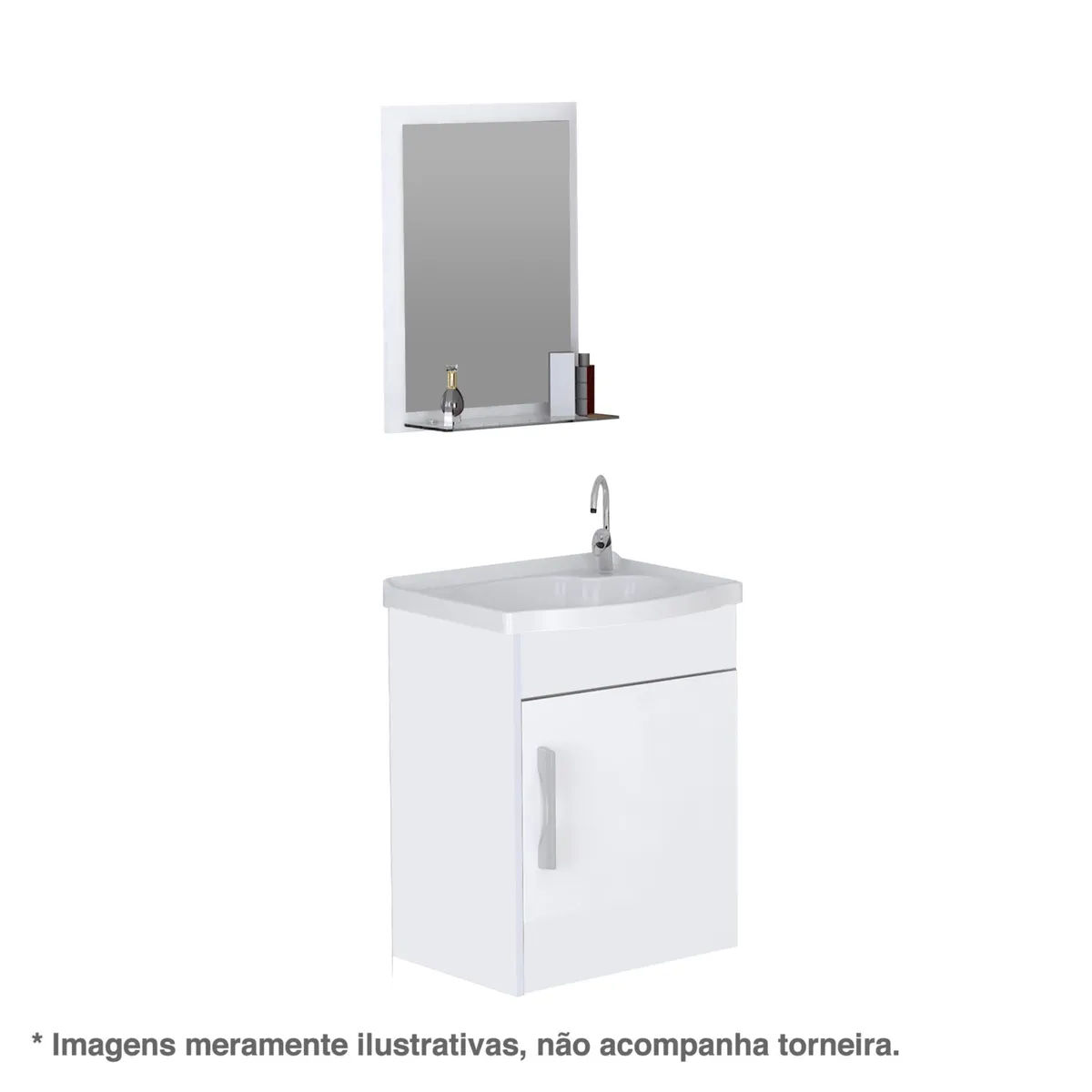 Gabinete para Banheiro com Cuba e Espelho Turim 39cm Branco Rorato, marca A. J. Rorato - Foto Principal