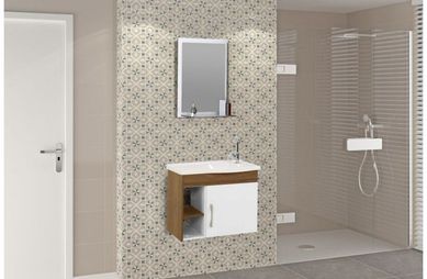 Kit Turim Suspenso 1 Porta 2 Nichos 55x29,2x44,5cm Nogal 