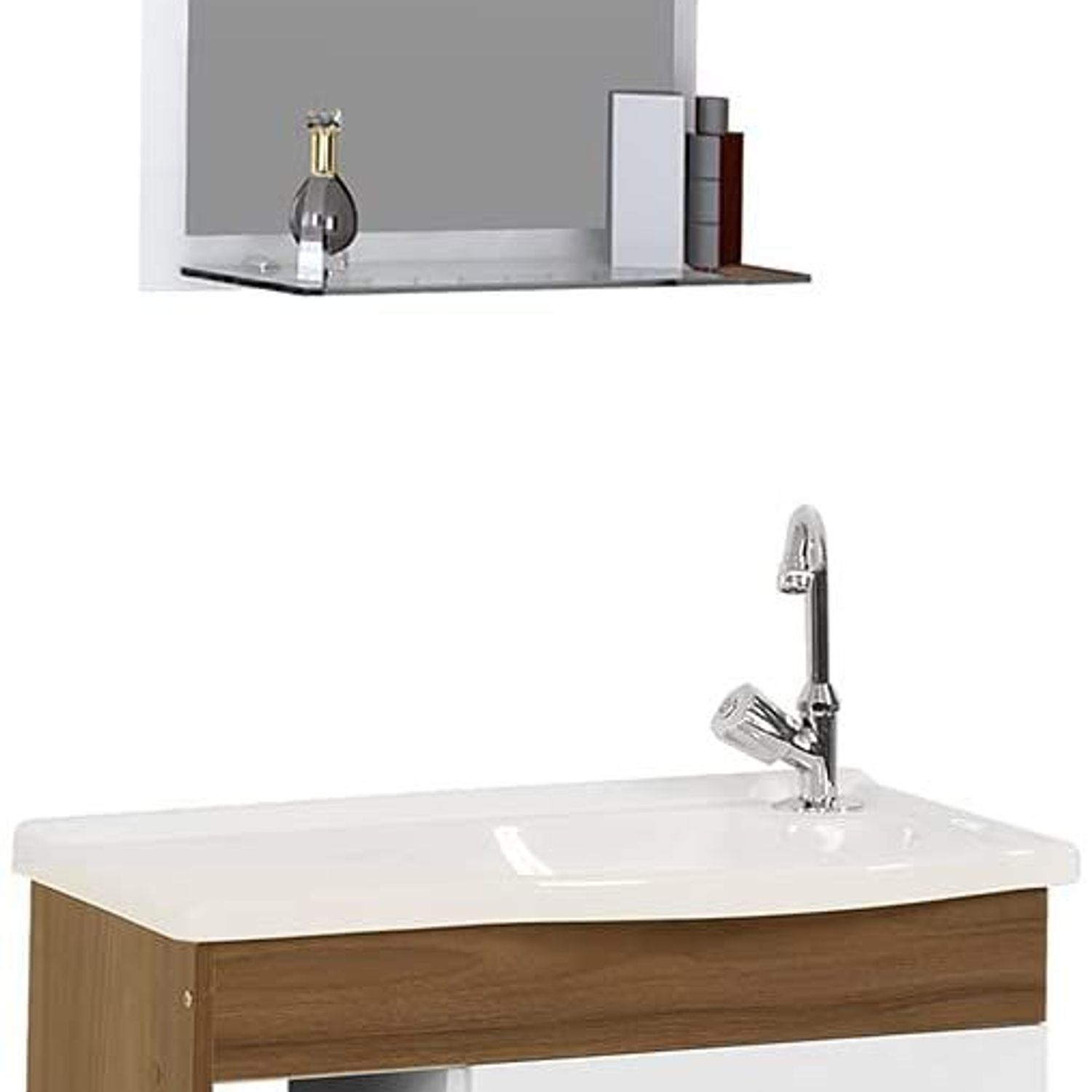 Gabinete para Banheiro com Cuba e Espelho Turim 55cm Nogal Rorato