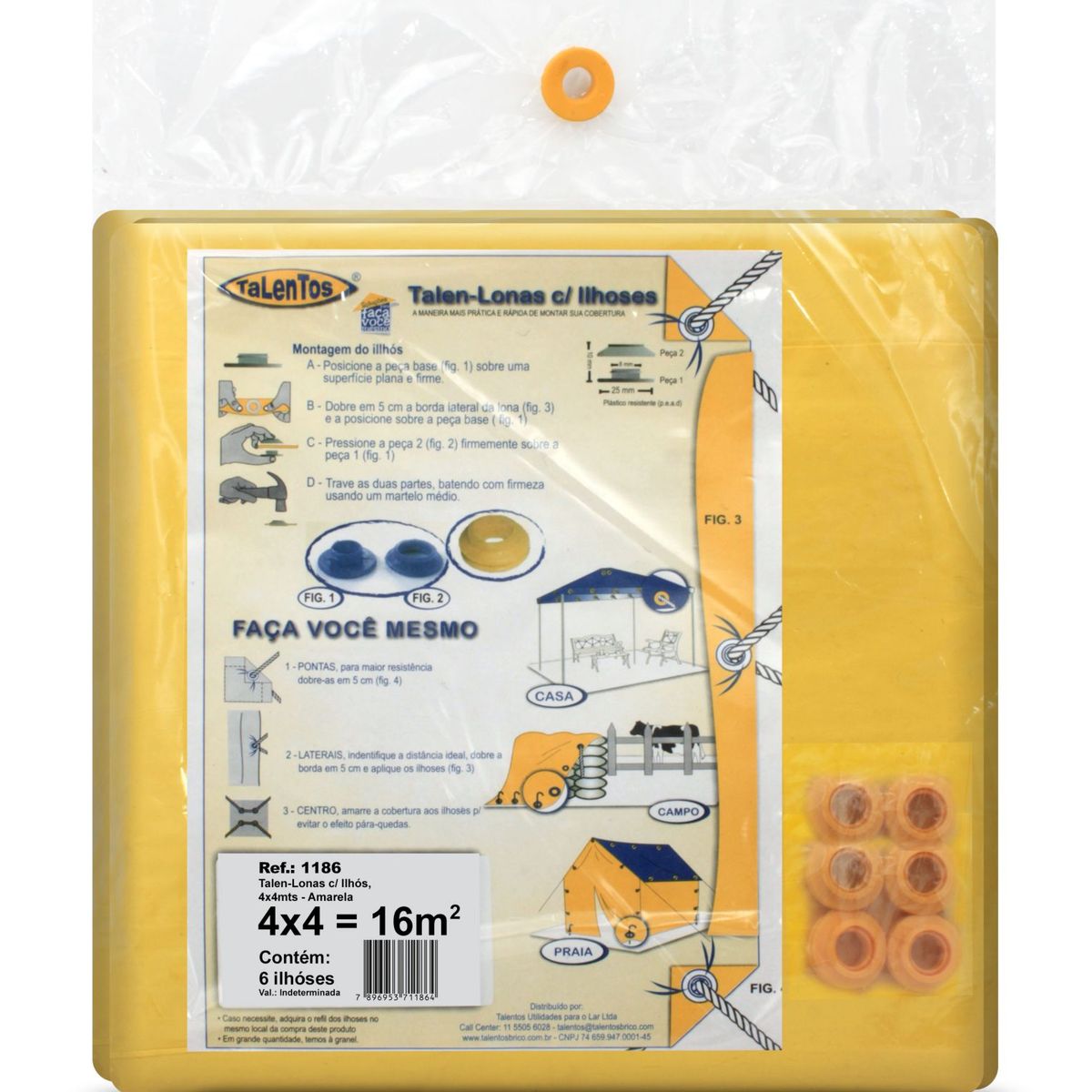 Talen Lonas com 6 Ilhoses 4x4cm Amarelo, marca Talentos - Foto Principal