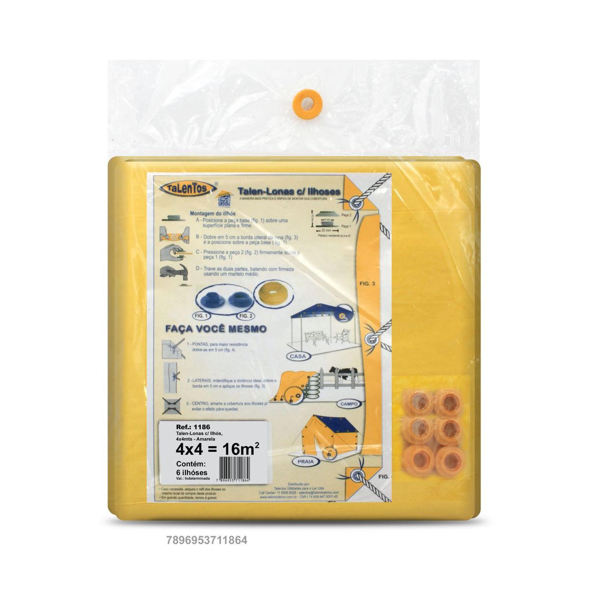 Talen Lonas com 6 Ilhoses 4x4cm Amarelo, marca Talentos - Foto Principal