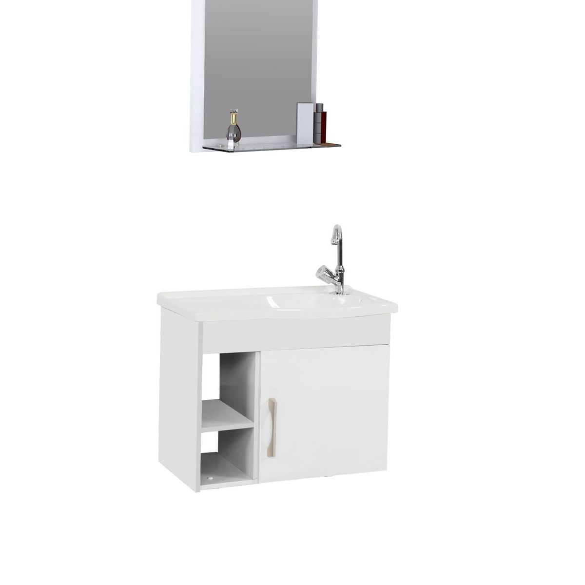 Gabinete para Banheiro com Cuba e Espelho Turim 55cm Branco Rorato, marca A. J. Rorato - Foto 2