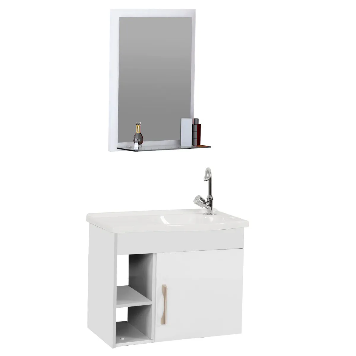 Gabinete para Banheiro com Cuba e Espelho Turim 55cm Branco Rorato, marca A. J. Rorato - Foto Principal