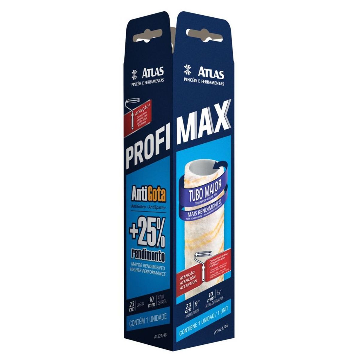 Rolo para Pintura Antigota Profimax 23cm REF-AT321/46 Atlas, marca Atlas - Foto Principal