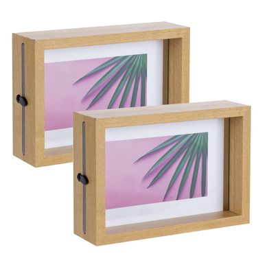 Kit 2 Porta Retratos Natura 10x15cm Madeira Just Home Collection