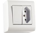 Caixa Sobrepor Tomada 10A + Interruptor Simples 7X4mm