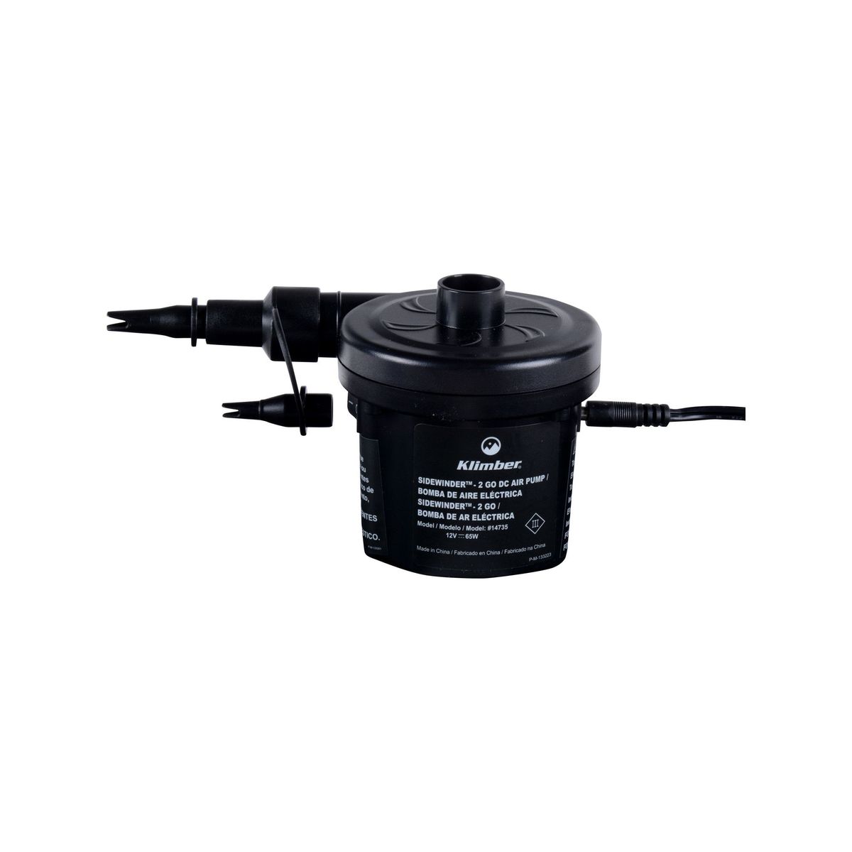 Inflador Elétrico com 3 Válvulas 12 DC Preto Klimber, marca Klimber - Foto 2