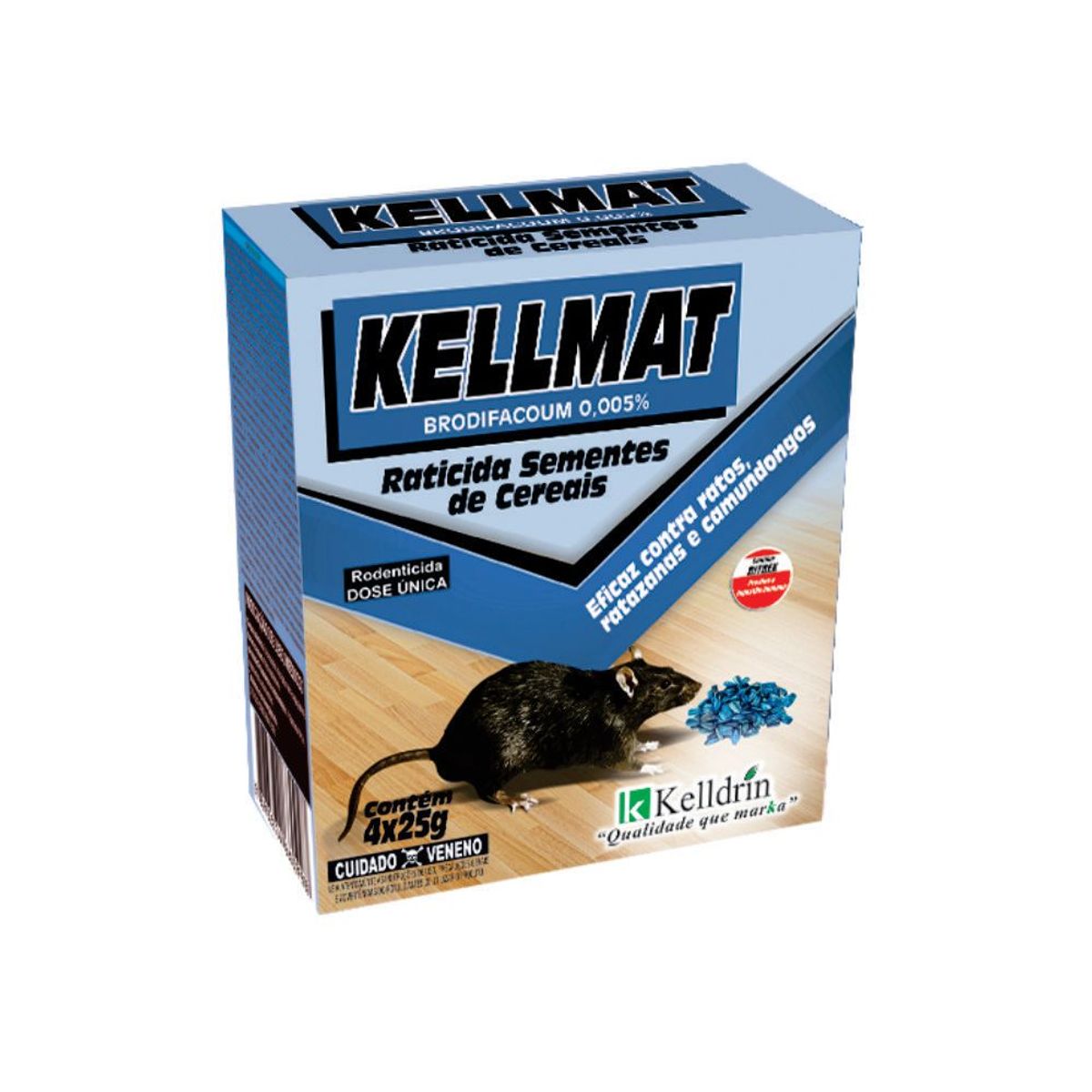 Kellmat Raticida Semente de Girassol 4 Sachês 25g Azul, marca KELLDRIN - Foto Principal