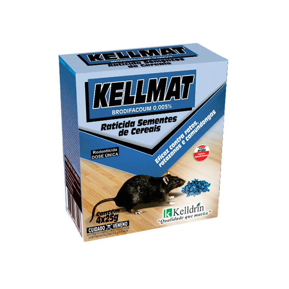 Kellmat Raticida Semente de Girassol 4 Sachês 25g Azul, marca KELLDRIN - Foto 2