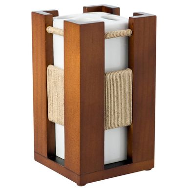 Porta Escovas de Dente Wood Marrom e Branco