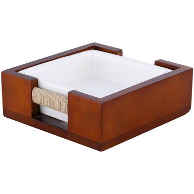 Saboneteira Wood Marrom e Branco
