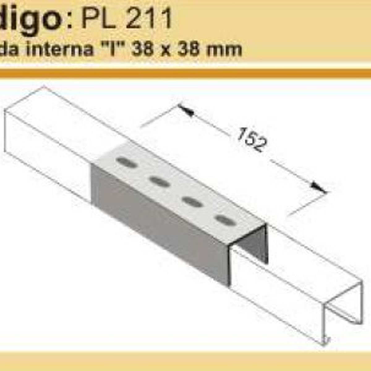 Emenda Interna I Para Perfilado Reforçado 38X38Cm Perfil Lider, marca Perfil Líder - Foto Principal