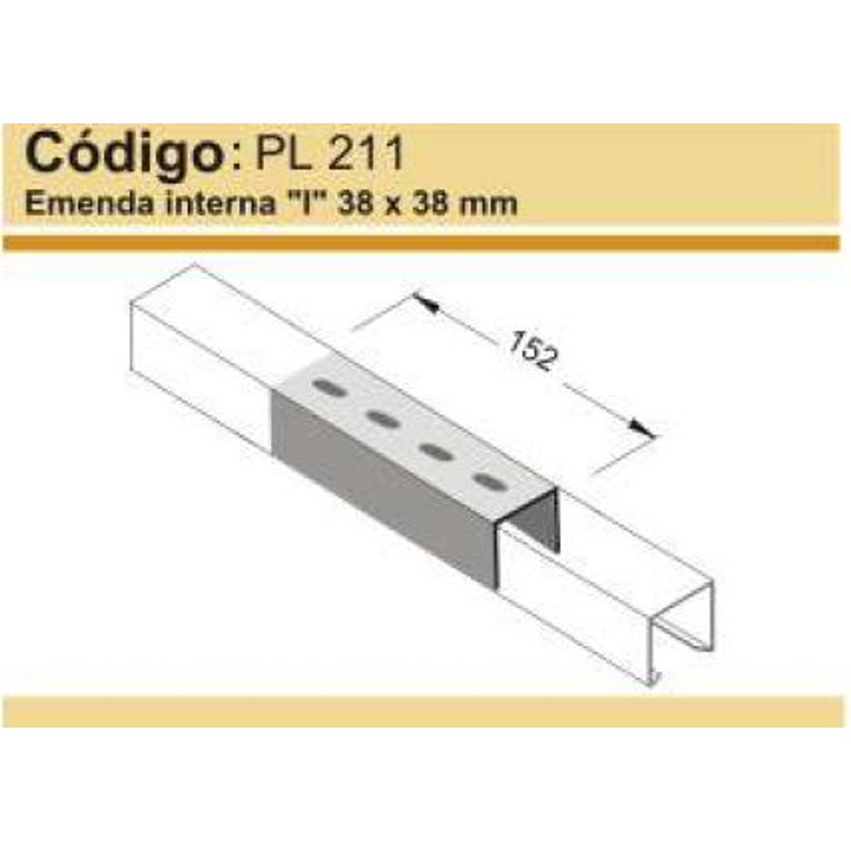 Emenda Interna I Para Perfilado Reforçado 38X38Cm Perfil Lider, marca Perfil Líder - Foto Principal