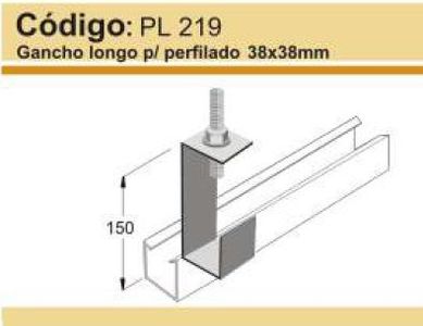 Gancho Longo para Perfilado Reforado 38X38Cm Perfil Lider