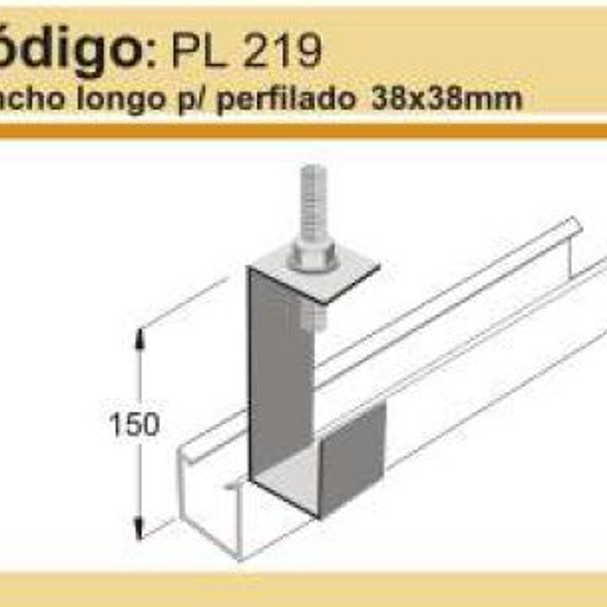 Gancho Longo para Perfilado Reforçado 38X38Cm Perfil Lider, marca Perfil Líder - Foto Principal