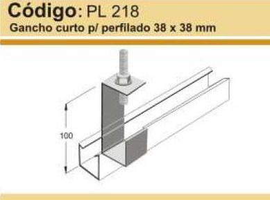 Gancho Curto Para Perfilado Reforado 38X38Cm Perfil Lider