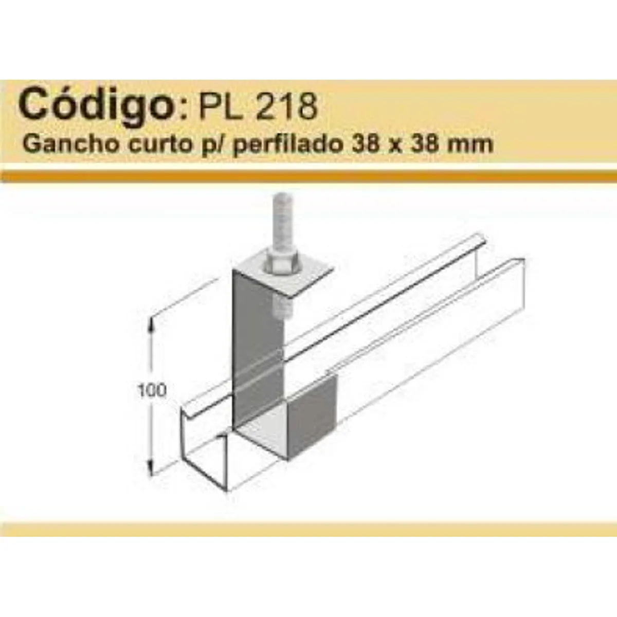 Gancho Curto Para Perfilado Reforçado 38x38cm Perfil Lider, marca Perfil Líder - Foto Principal