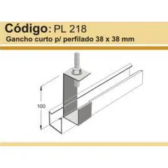 Gancho Curto Para Perfilado Reforçado 38x38cm Perfil Lider