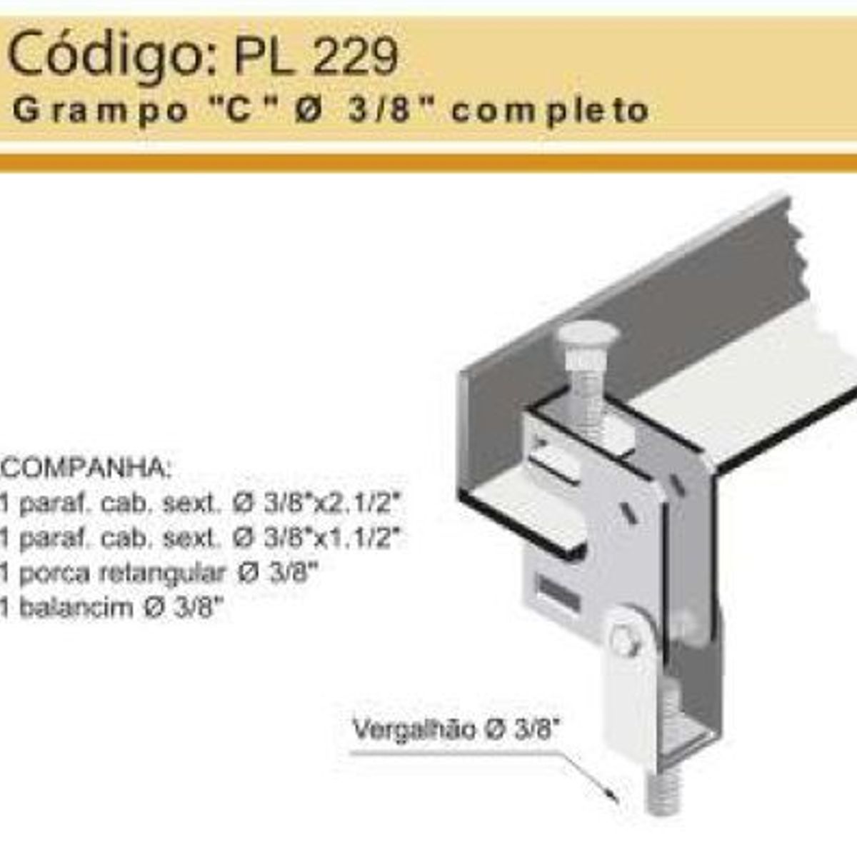 Grampo Tipo C Para Perfilado Reforçado 38x38cm Perfil Lider, marca Perfil Líder - Foto 2