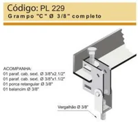 Grampo Tipo C Para Perfilado Reforçado 38x38cm Perfil Lider