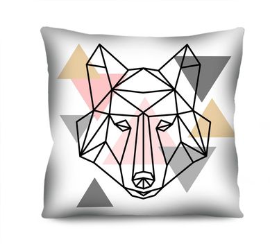 Almofada de Veludo Lobo Scandi V 42x42cm Branco