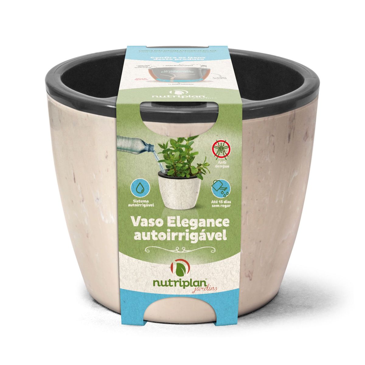 Vaso Elegance Autoirrigável Nº3 Travertino, marca Nutriplast - Foto 2
