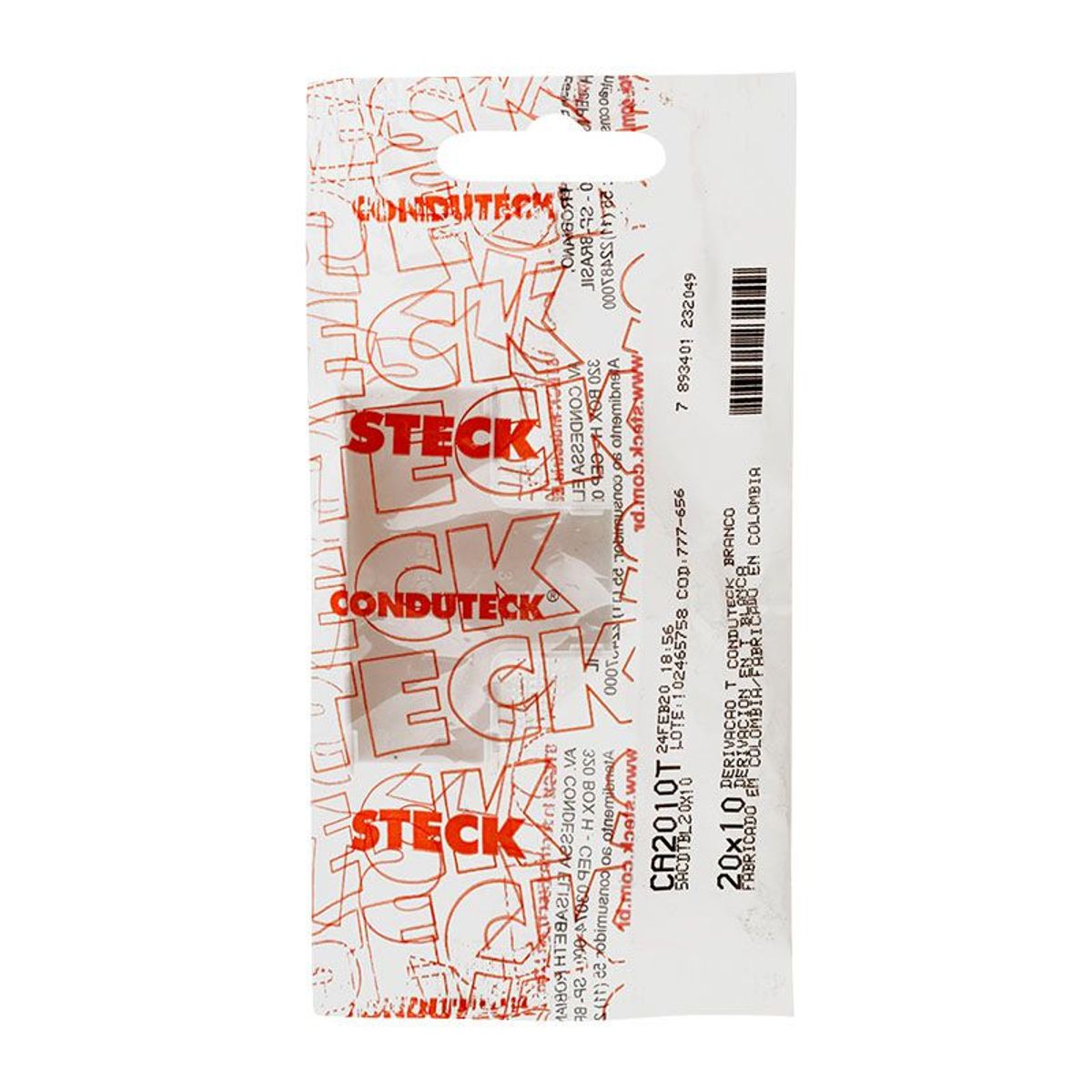 Derivação T para Canaleta CA2010T Steck Conduteck 20 x 10 mm, marca Steck - Foto 2