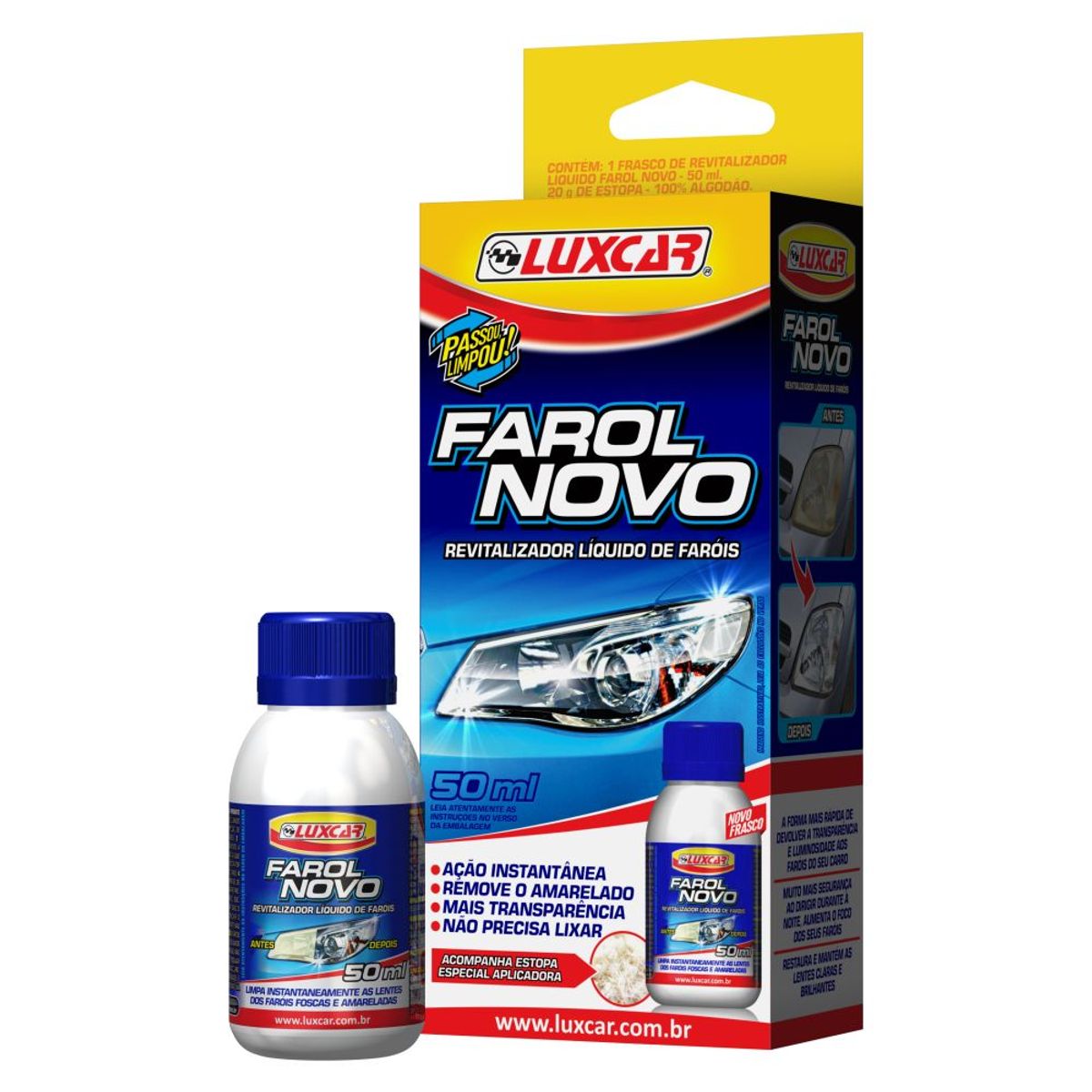 Revitalizador Líquido Farol Novo 50ml, marca Luxcar - Foto Principal