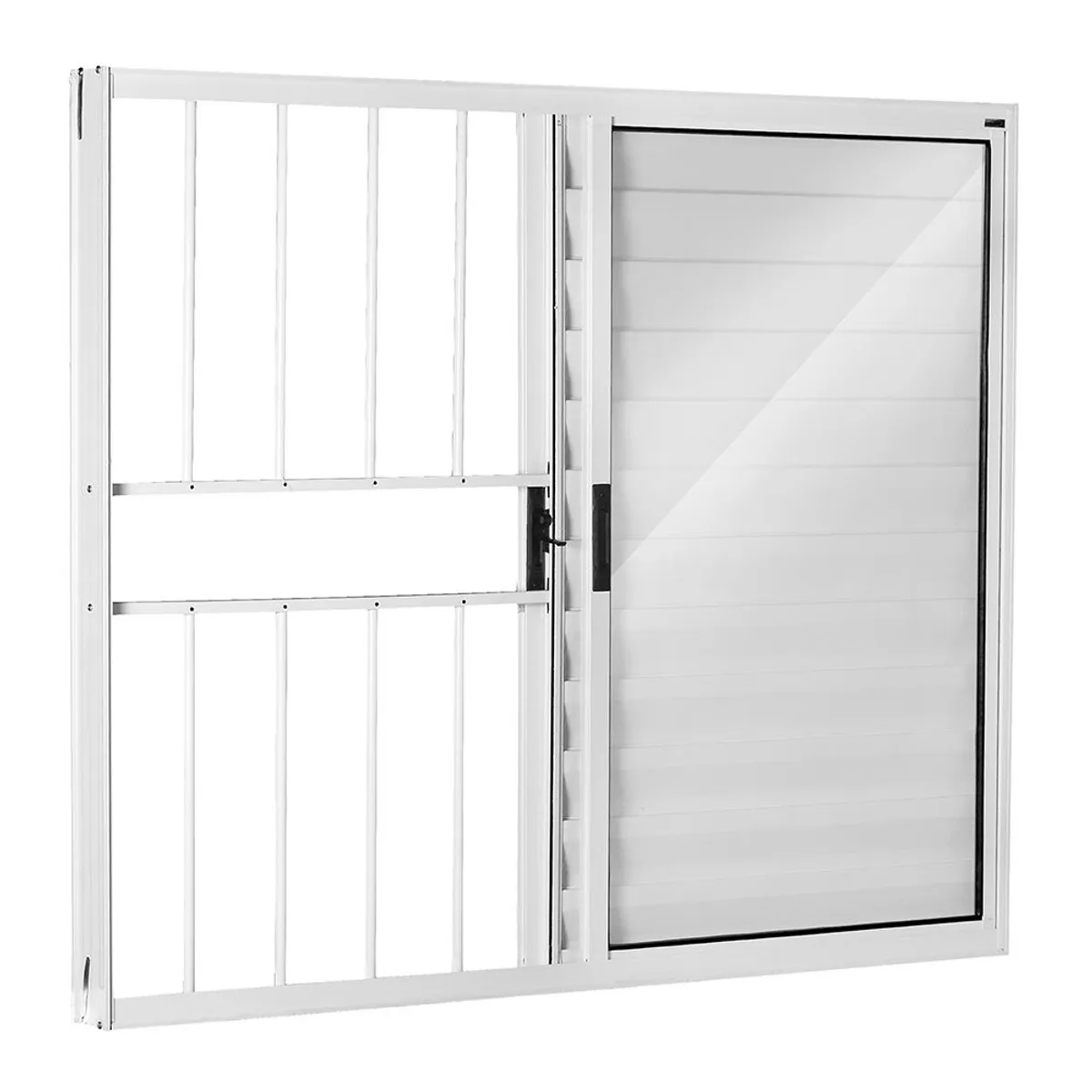 Janela Veneziana Alumínio Branco 3 Folhas Com Grade Direita 100x150x8cm Ecosul, marca Esquadrisul - Foto Principal