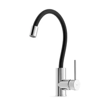 Torneira Monocomando para Cozinha de Mesa Bica Flexível Colors Preto Cromado