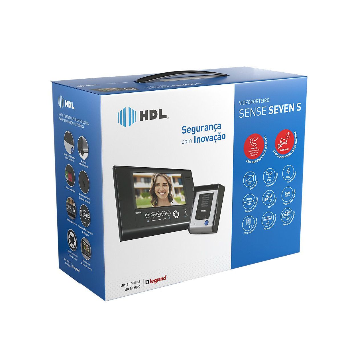 Porteiro Eletrônico com Vídeo Sense Seven S-E 7' Aluminio, marca Hdl - Foto 2