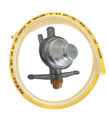 Regulador De Gs Com Registro Com Mangueira 0,8M 1Kg/H