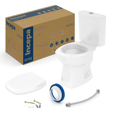 Kit Completo Thema Bacia com Caixa Acoplada Assento Fixao Incepa