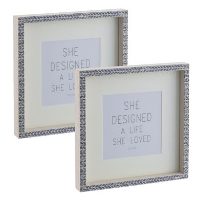Kit 2 Porta Retratos Stilo Block 12x12cm Cinza Just Home Collection