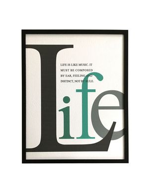 Quadro Frases Life 42x52cm Preto e Branco