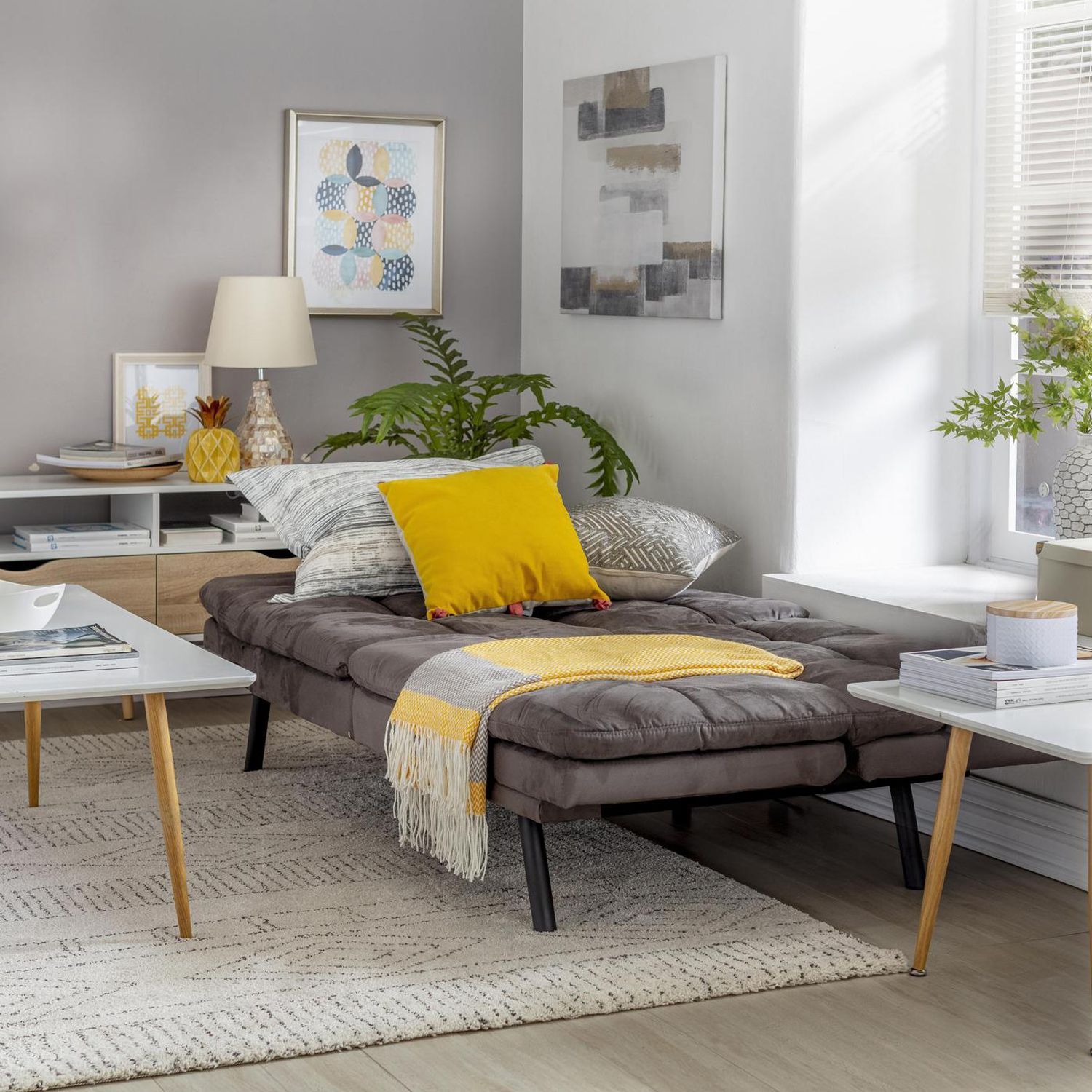 Sofá Cama 3 Lugares Moscou Cinza 182X82X86Cm Just Home Collection