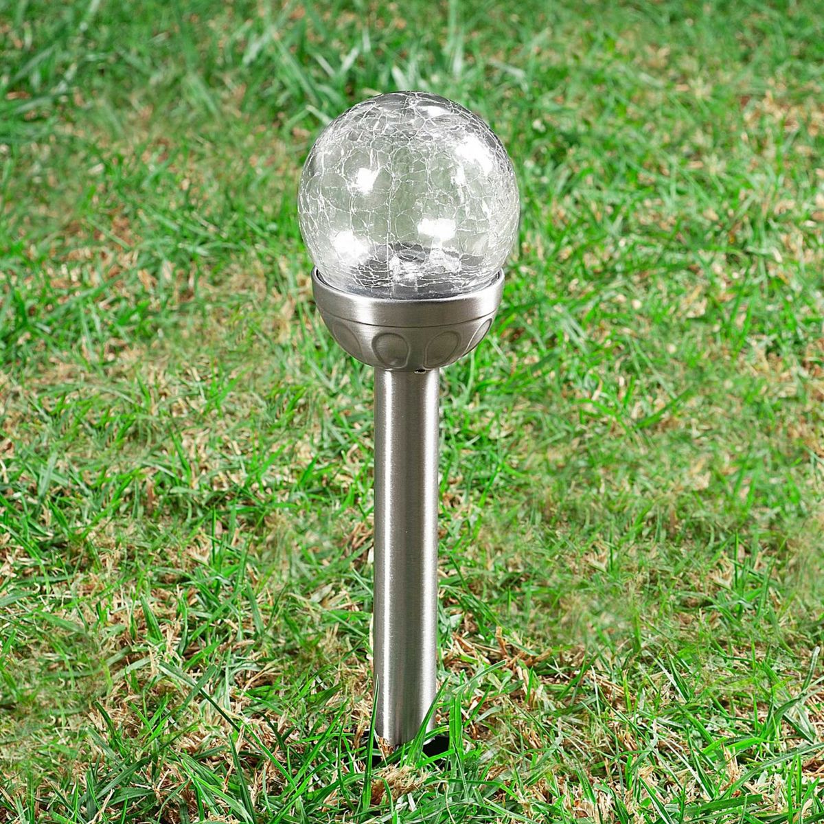 Espeto Solar para Jardim 35,8cm Esfera Led Cinza Just Home Collection, marca Just Home Collection - Foto Principal