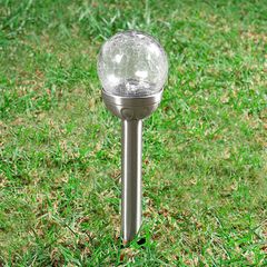 Espeto Solar para Jardim 35,8cm Esfera Led Cinza Just Home Collection