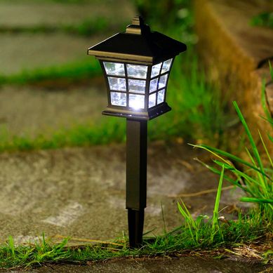 Estaca Solar Antiga para Jardim 35cm Led Preto