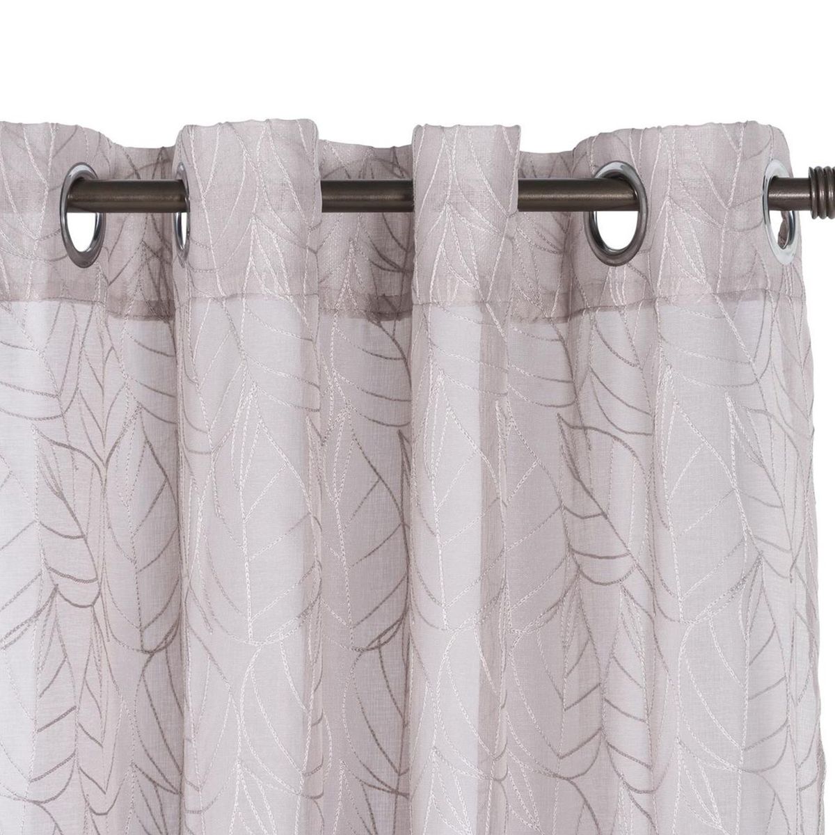 Cortina 1 Folha 220x140cm Voil Trabalhado Folha Taupe Just Home Collection, marca Just Home Collection - Foto Principal